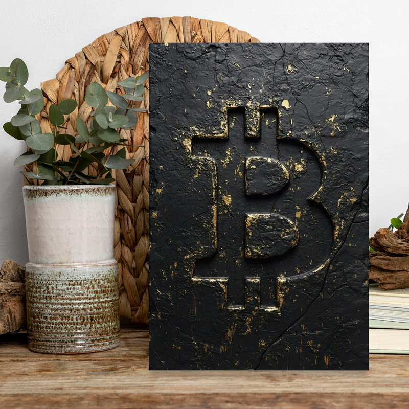 Ancient Bitcoin Industrial Modern Abstract Wall Art Print by HUGO - Wrapped Canvas Print, 45.72cm H x 30.48cm W
