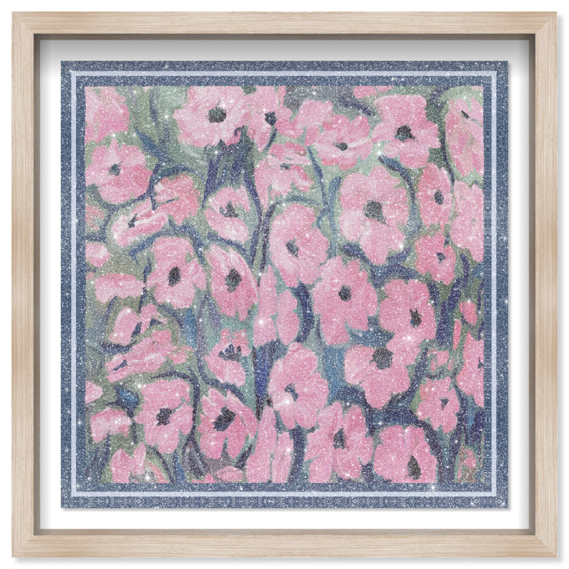 Night Blooms Print by Oliver Gal, 31.5"H x 31.5"W, Natural Oak Shadowbox