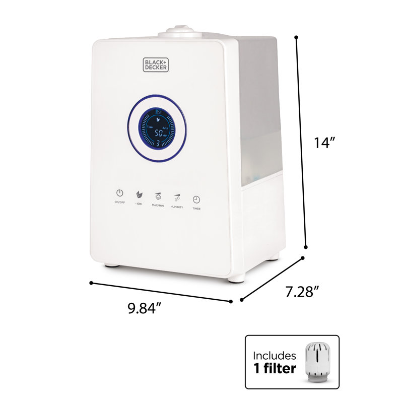 White Ultrasonic Humidifier with Remote and Digital Touch Panel