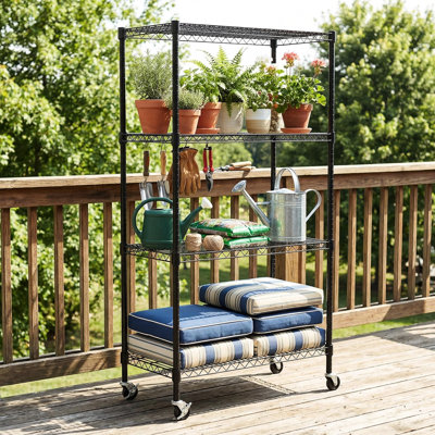 4 Adjustable Metal Storage - Rust- Wire Shelving For Kitchen, Garage, Bathroom, 35.2" D X 17.44" W 63" H, 25Mm Support Poles, 4 Ventilated Shelves, Assembly Heavy-Duty Units Pantry, All Iron Frame,