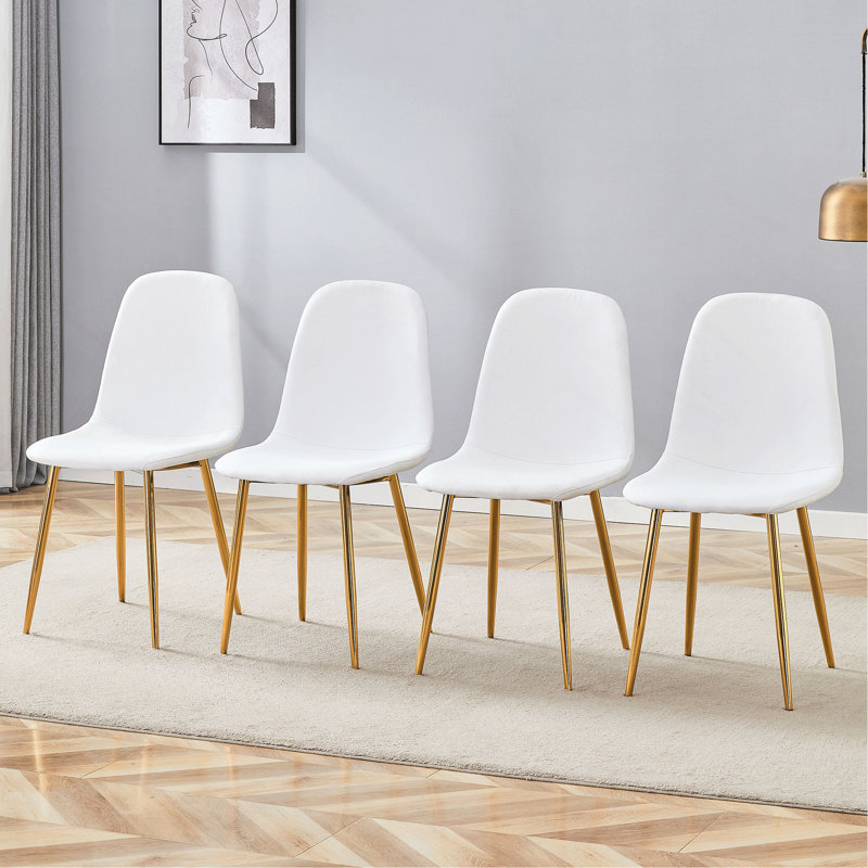 Chaise de luxe simple en lin avec structure en métal à haute résilience et pieds en métal