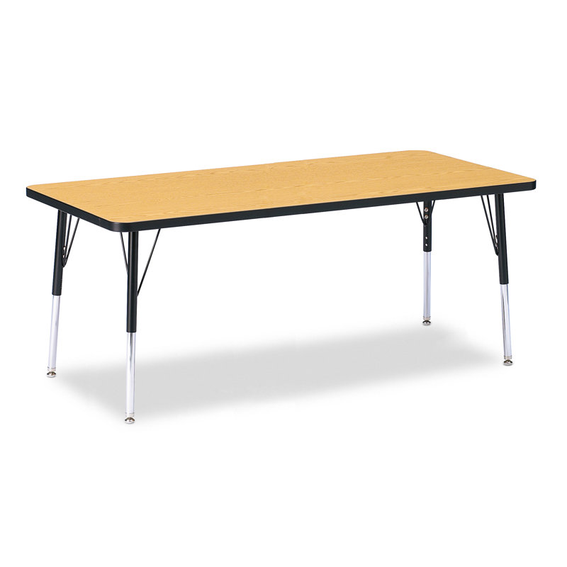 Table rectangulaire Berries, Jambe standard élémentaire 15" - 24", Chêne / noir, 30" x 72"