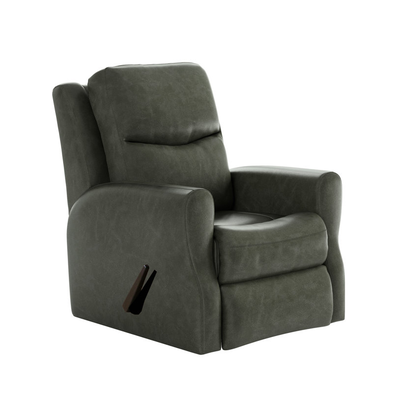 Fame Leather Recliner, Gray Polyester Blend, Rocker/Swivel