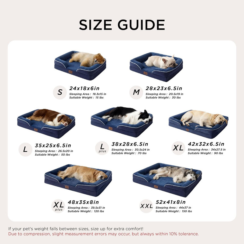 Lit orthopédique pour chien, canapé-lit lavable imperméable avec housse amovible, base antidérapante pour chiens de grande et moyenne taille