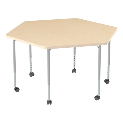 Structure Series Adjustable Height Mobile Hexagon Activity Table with Casters