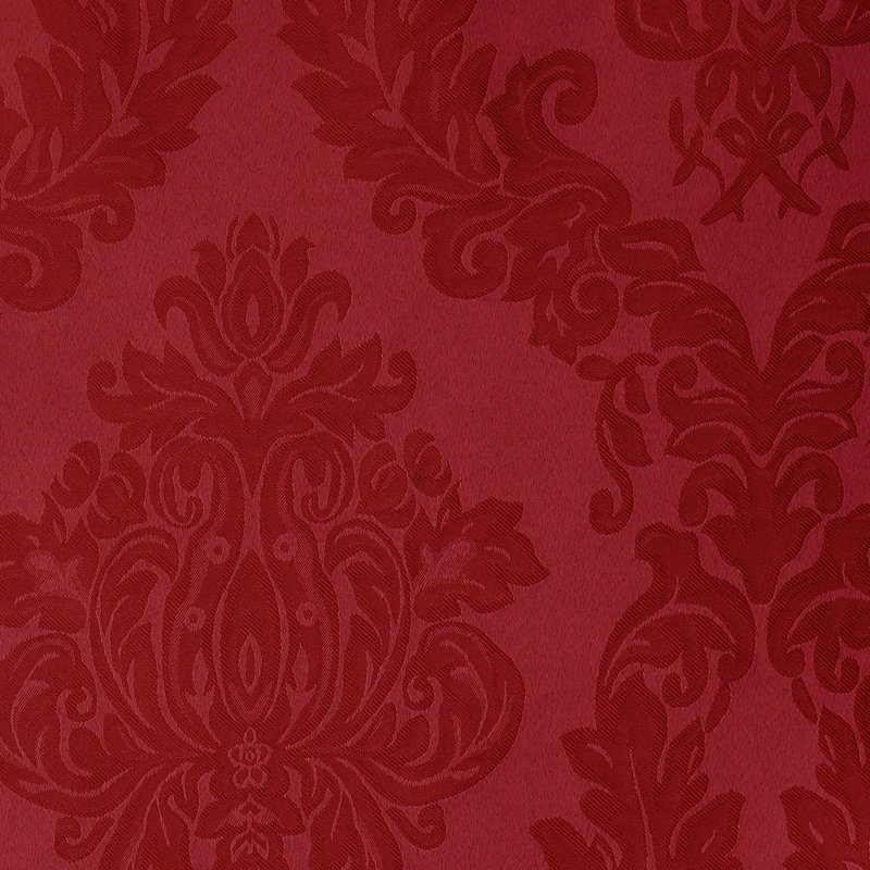 Nappe en jacquard de polyester uni à damas floral Burchfield, L 70 po x l 52 po, Rouge