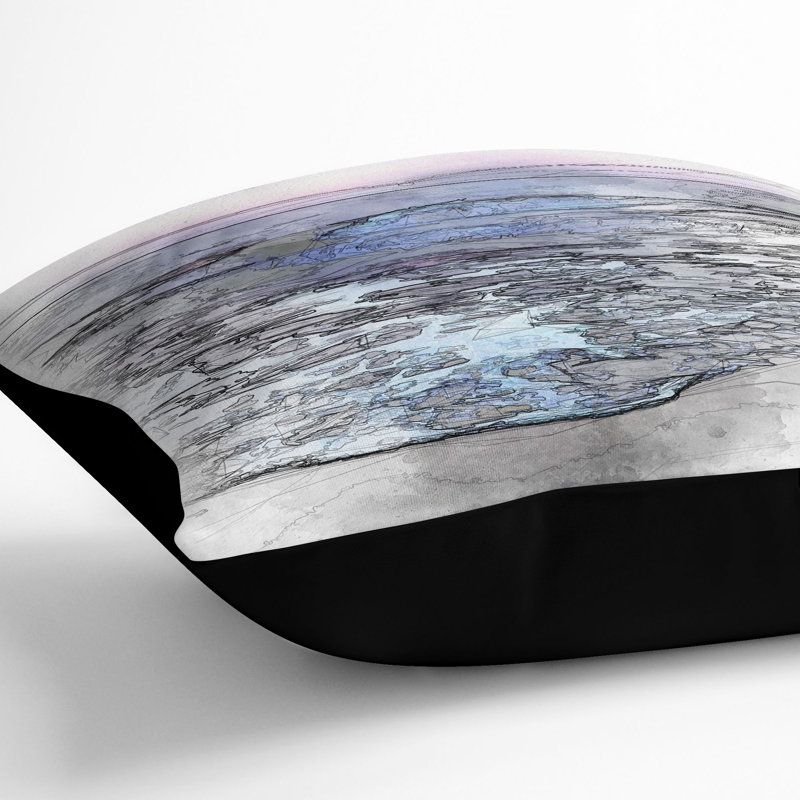 Pretty Beach Sunset Cushion with Filling, 55cm H x 55cm W x 20cm D, Black