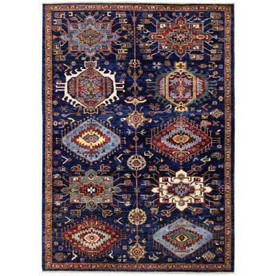 Karaja One-of-a-Kind Rectangle 6'2" X 8'10" New Age Wool Area Rug in Blue/Navy/Green