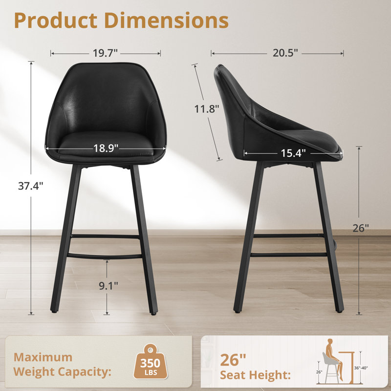Modern Dining Bartools Stools, Black