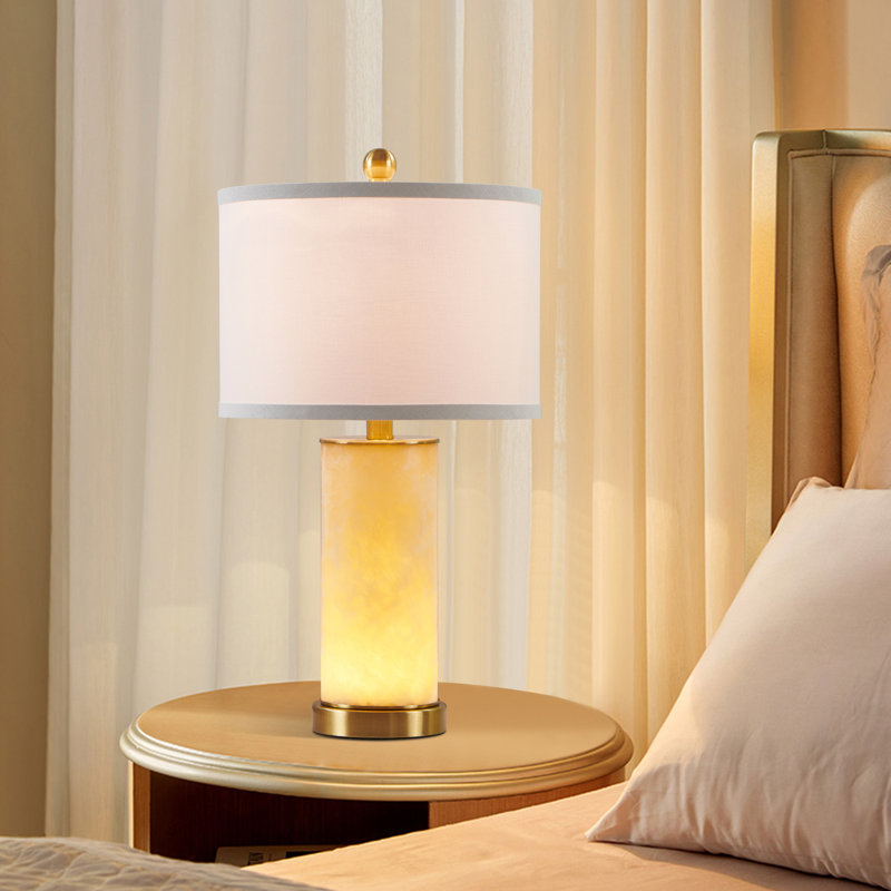 22 Inch Marble Table Lamp Set with LED Night Light and Bulbs