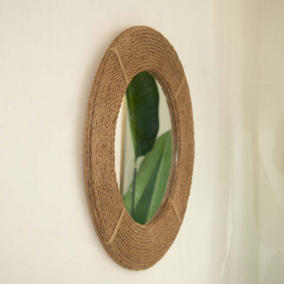 Hemp Hand-woven Artistry Wall Hanging Circle Mirror