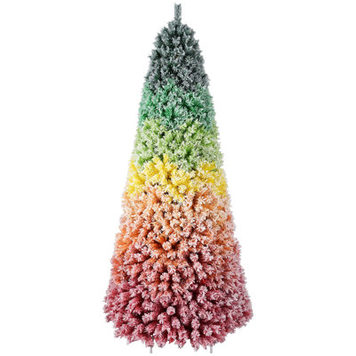 Arbre de Noël coloré en PVC artificiel à double arc-en-ciel avec support en métal robuste pour la décoration des Fêtes