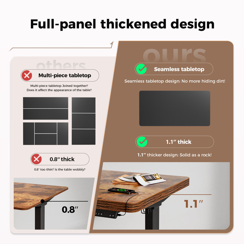 Bureau pour travailler debout 63 po, L 63 po x P 31 po, Rustic Brown/Black