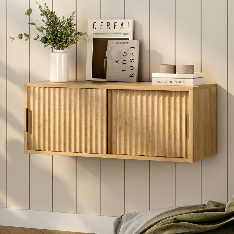 Wall-Mounted Nightstand(Set Of 2), Oak