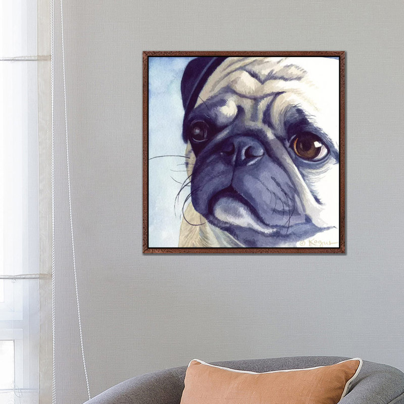 Bugabee Pug 1 Piece Painting on Canvas, 66.04 cm H x 66.04 cm W, Classic Brown Wood Framed