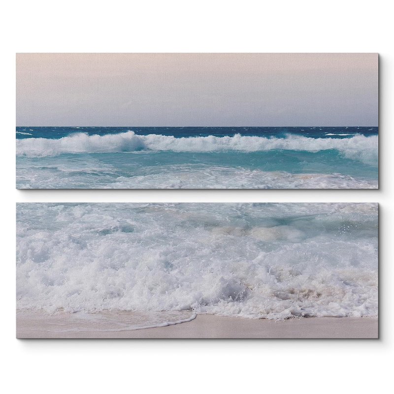 Plage sur l'océan, reproduction sur toile 2 pièces