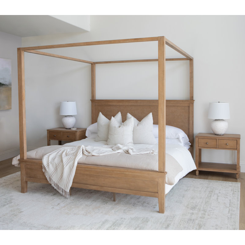Ensemble de chambre à coucher à baldaquin 3 pièces Détails par Becki Owens, naturel vieilli, Grand