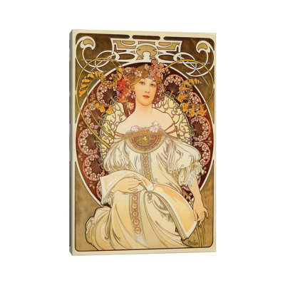 Reverie, 1898 by Alphonse Mucha - Wrapped Canvas Painting
