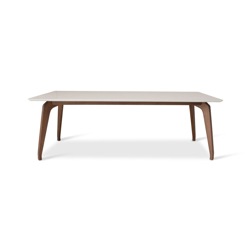 Modern Brazilian Glass Dining Table, 29.5" H x 86.5" L x 43.5" W, Off White