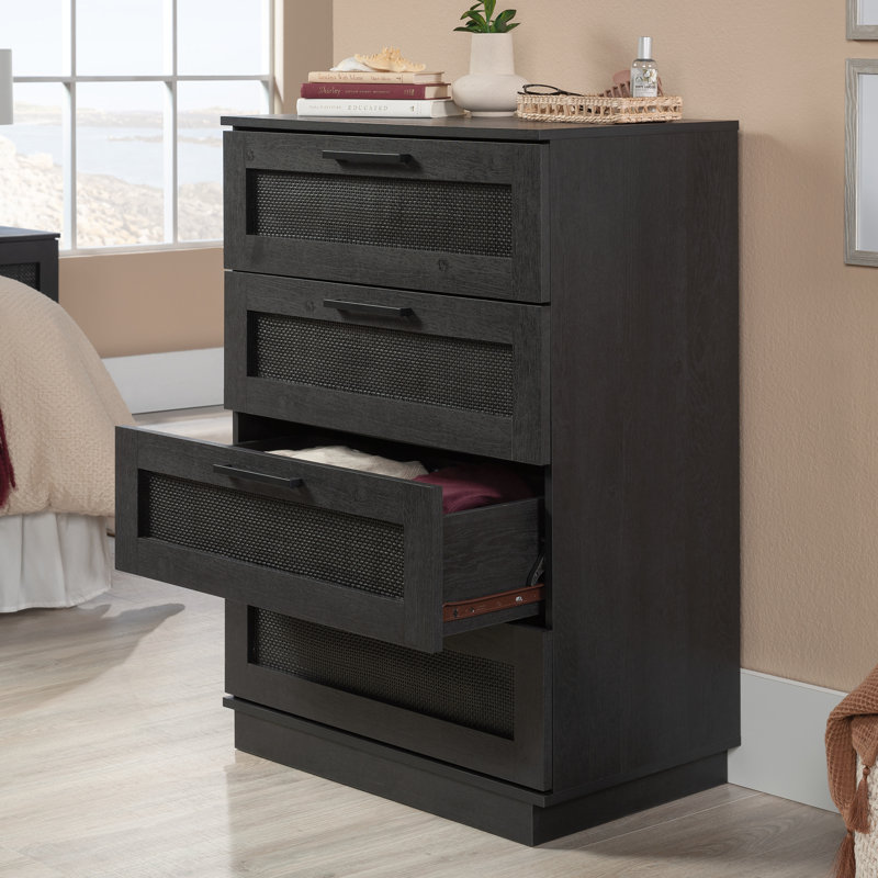 Raven Oak Black Coastal 4-Drawer Vertical Dresser