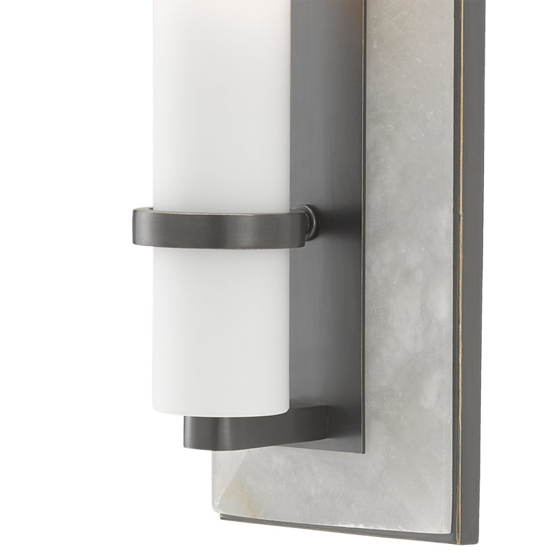 Bruneau 1 - Light Flush Mounted Sconce, Natural Alabaster/Polished Nickel