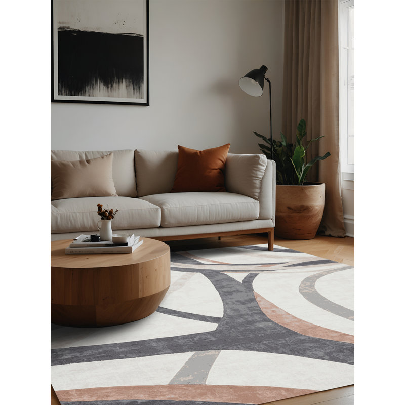 Machine Washable White Area Rug, Square 3'