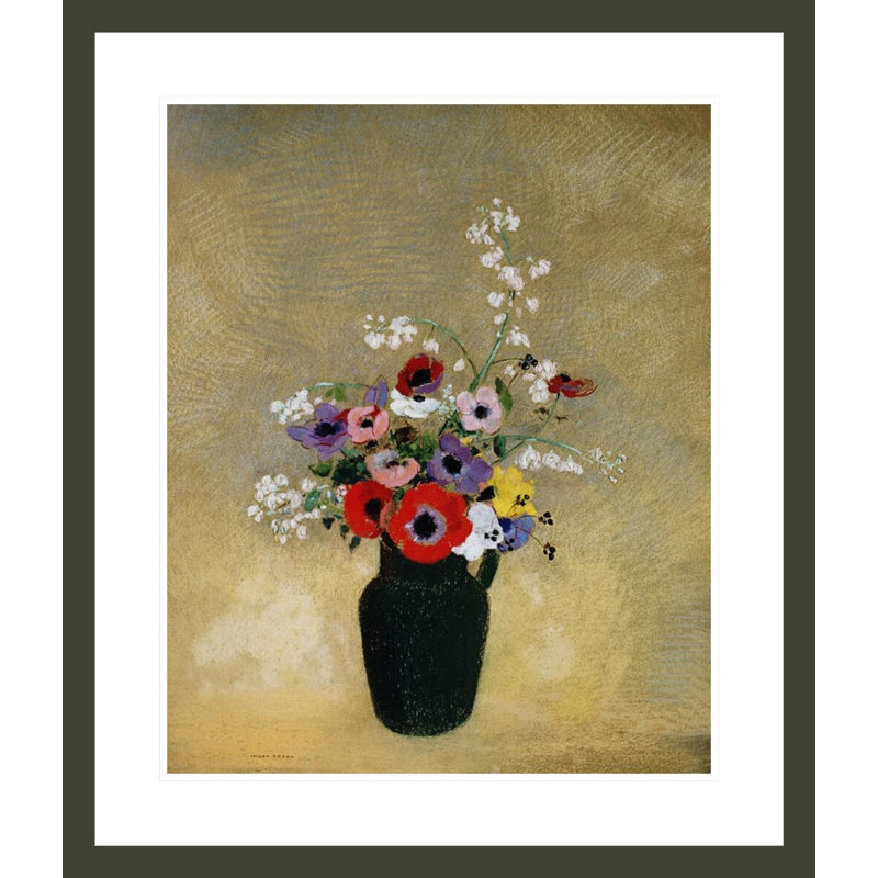 Grand vase avec fleurs mélangées par Odilon Redon - Impression sur toile, H 27,41 po x l 23,5 po