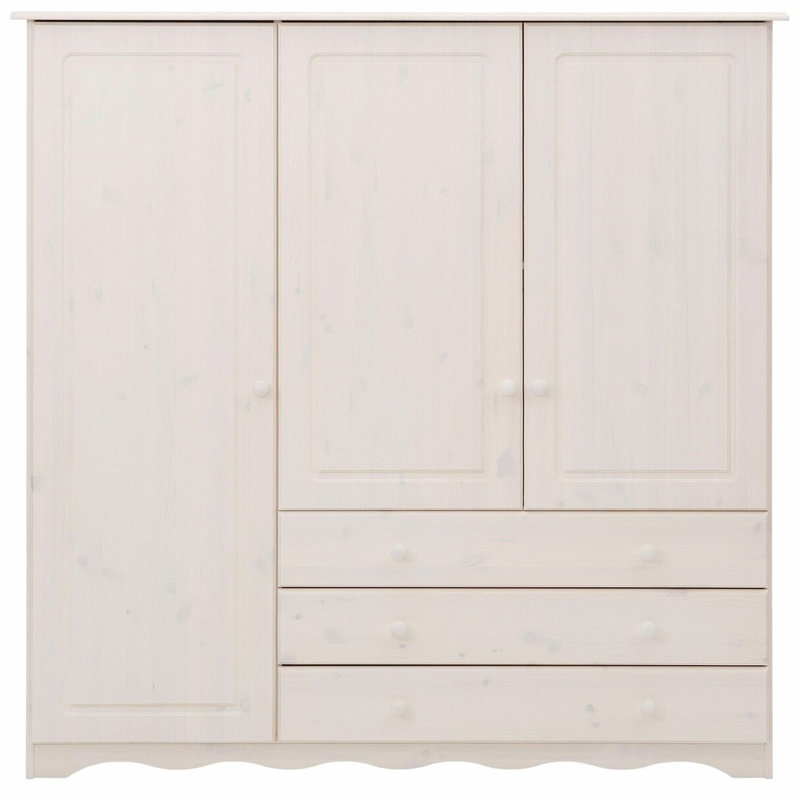 Rolla 3 Door Solid Wood Wardrobe, White