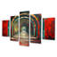 «Red Green Glowing Gateway Tunnels», ensemble d'art sur toile