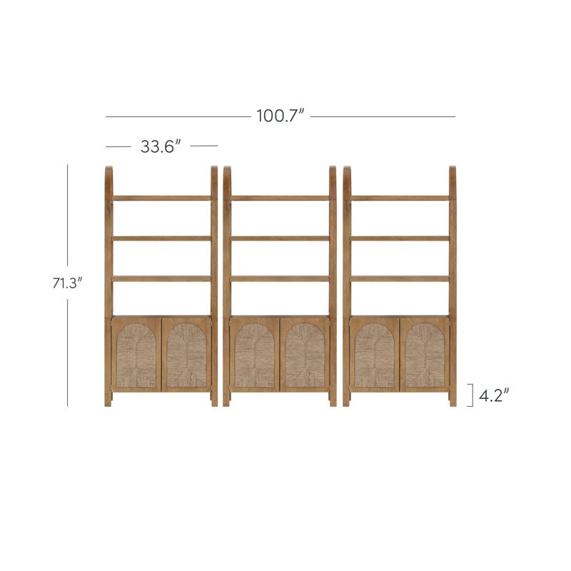 Bibliothèque Cicely à 3 niveaux avec caisson en jonc de mer
