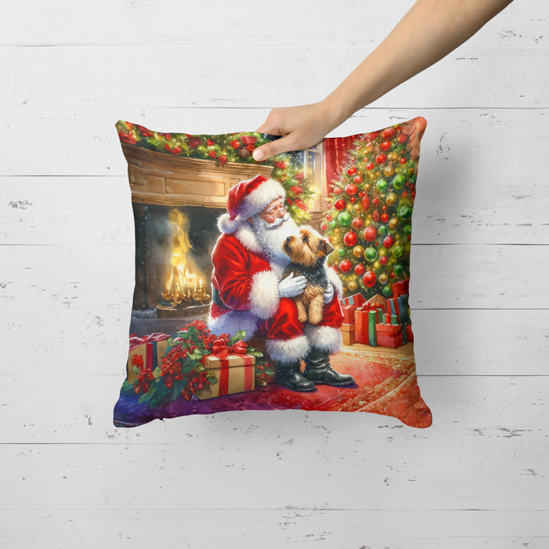 Coussin Norfolk Terrier and Santa Claus, H 18 po x l 18 po