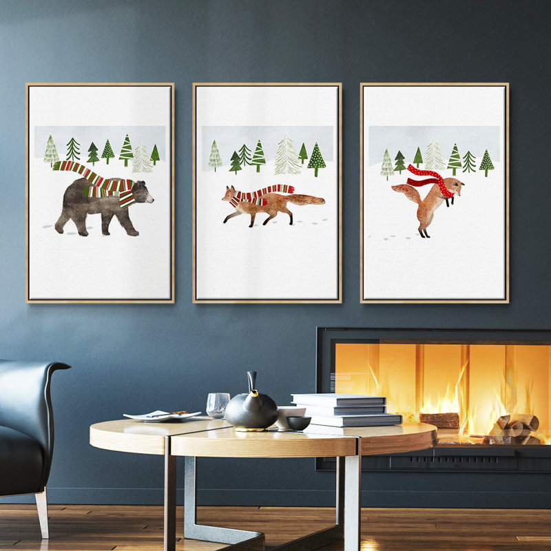 Woodland Christmas I 3 pièces, Bois naturel, H 40 po x l 78 po