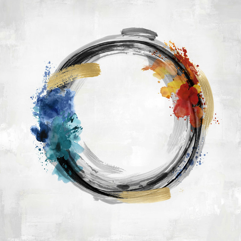 «Red, Blue and Gold Circle Abstract 1», impression sur toile tendue, H 30 po x l 30 po