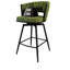 Tabouret de bar pivotant en lin de 2 personnes avec pieds noirs, structure et dossier confortable pour la cuisine, le salon et le coin bureau