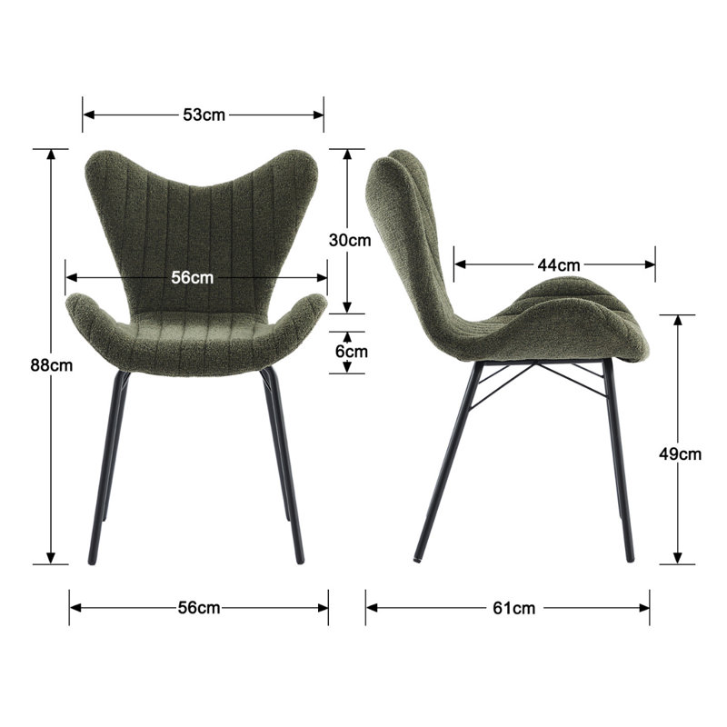 49cm H Upholstered Metal Accent, Green