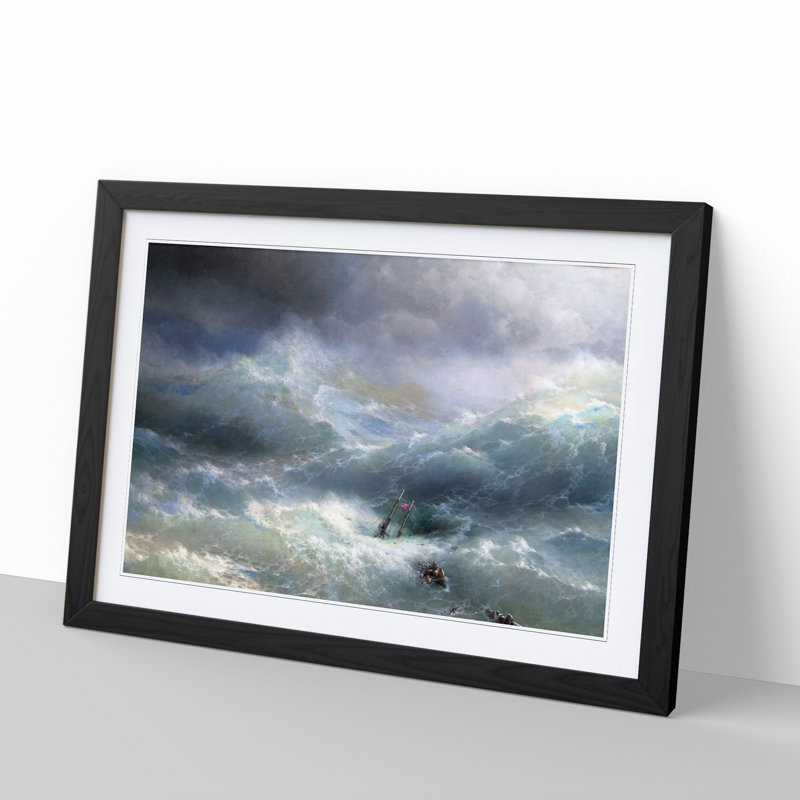 The Wave by Ivan Aivazovsky - Picture Frame Painting, 27cm H x 36cm W x 2cm D, Black