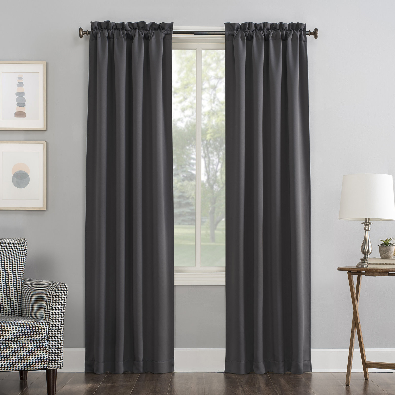  Thermal Blackout Rod Pocket Curtain Panel, 40" W x 95" L, Charcoal
