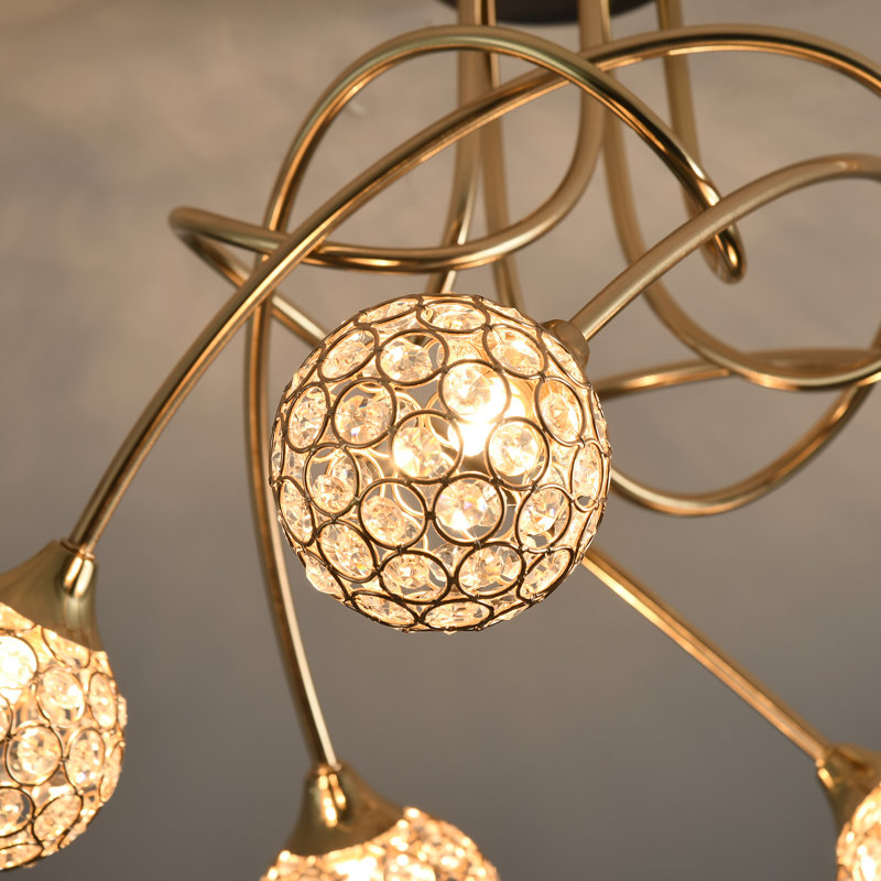 5 - Light Chandelier Pendant, Gold