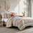  Beige/Orange Microfiber Reversible 4 Piece Comforter Set-2044570736