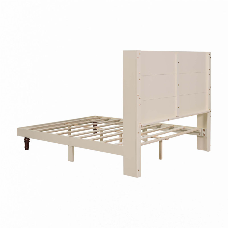 Lit plateforme élégant, Beige, Grand
