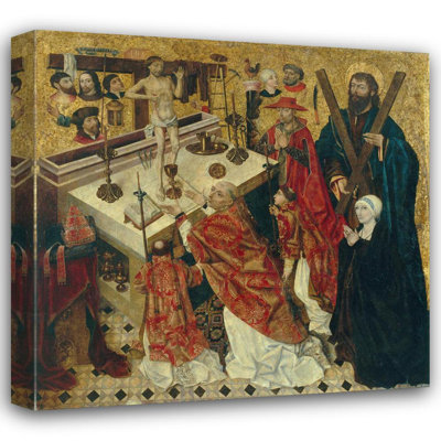 "The Mass of Saint Gregory" by  Diego De La Cruz - Gallery Wrap Canvas Wall Art
