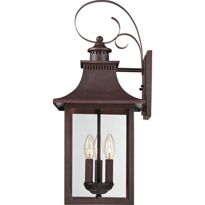 Lanterne murale d'extérieur en verre à 3 ampoules H 23,5 po Amarone