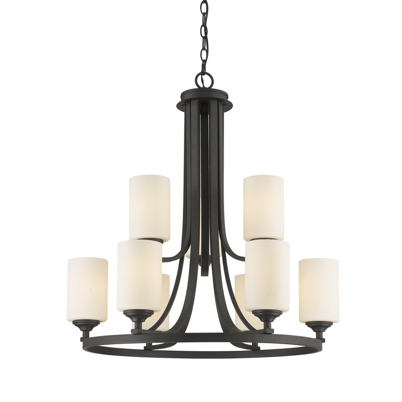 Beegle 9 - Light Dimmable Wagon Wheel Chandelier, Bronze