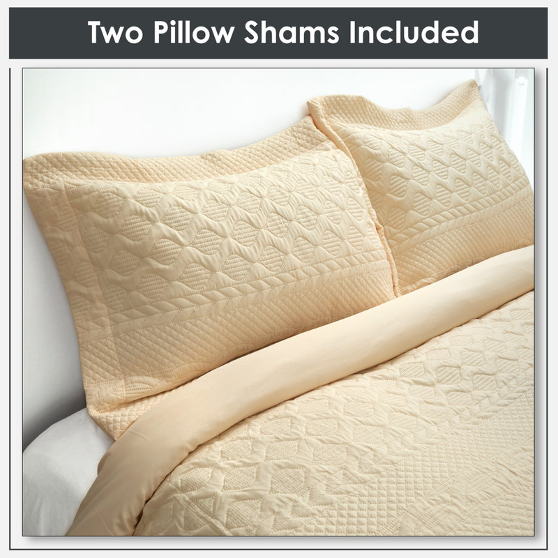 Aran - Elegant Quilted Duvet Set Polyester Geometric Duvet Cover Set with Pillowcases, Single Duvet Cover Set + 1 Pillowcase