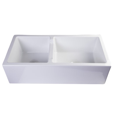 36'' L Farmhouse / Apron Double Bowl Fireclay Kitchen Sink