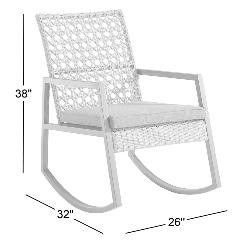 Dolezal Metal Outdoor Chair, Light Gray Frame/Blue Cushion