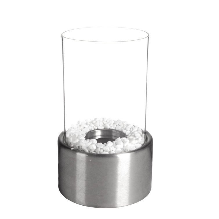 Kante 5.1 in. Small Cake Concrete Rubbing Alcohol Tabletop Fire Pit, Blue  Fire Glass and 7.2in. Base