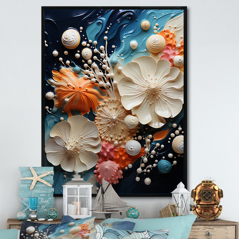 Seacreature Reflections I sur impression sur toile, Cadre flottant noir, H 20 po x l 12 po x P 1 po