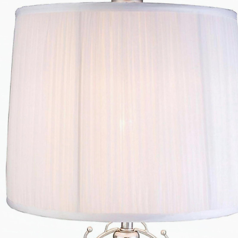 Lampe de table haute en polyrésine 27,75 po "Just Dazzle" avec finition argentée, abat-jour blanc