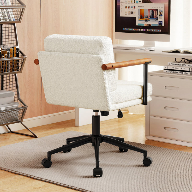 Chaise de bureau en tissu Teddy, hauteur réglable, pivotant à 360 °